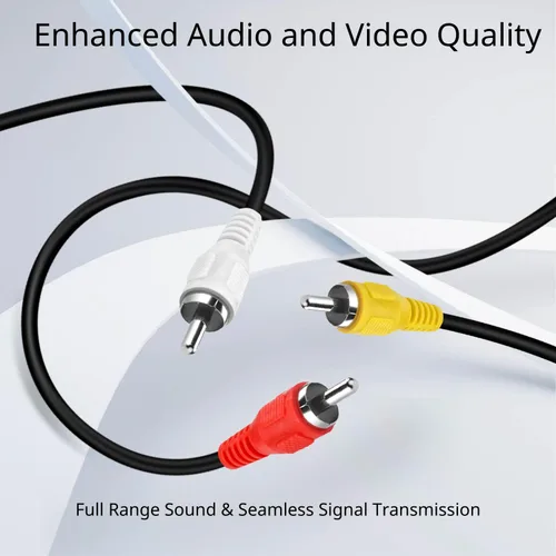 Miniatura 2 de Cable TNP 3 RCA AV – Cable de audio y video de 10 pies con conector macho a macho – Cable de video compuesto de doble blindaje rojo, blanco
