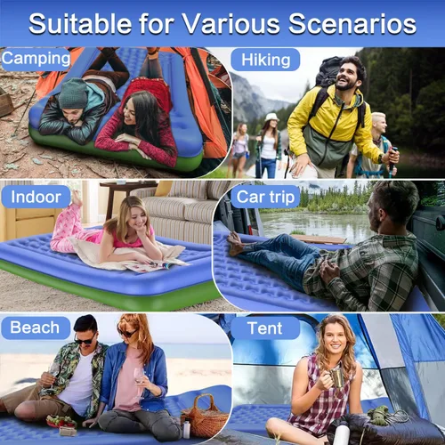 Miniatura 8 de Colchoneta de dormir doble para campamento, extra gruesa de 5 pulgadas, autoinflable para 2 personas, con bomba de pie integrada, alfombrilla