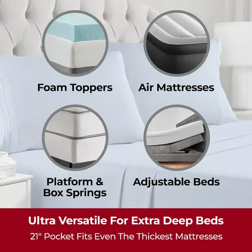 Miniatura 2 de Mellanni Sábanas extra profundas King – 4 piezas de ropa de cama de la colección Iconic – Lujosas y ultrasuaves – Sábanas refrescantes – Resistente