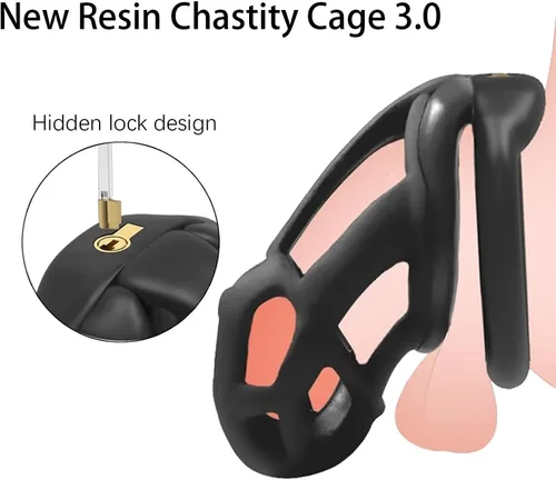 Miniatura 2 de Jaula de castidad 3.0 de resina, dispositivo de castidad masculino con 4 anillos para el pene, jaula de castidad masculina, jaula de castidad