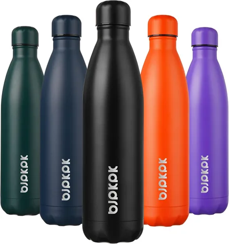 Miniatura 68 de BJPKPK Botellas de agua de acero inoxidable con aislamiento de 17 onzas, mantiene el frío y el calor, brillante oro rosa Oro rosa brillante