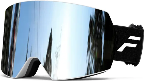 Miniatura 13 de FMY - Gafas de esquí para hombres, mujeres y jóvenes - Gafas de snowboard y esquí con protección antivaho UV400 para adultos Marco azul hielo