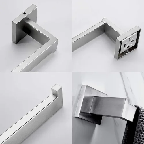 Miniatura 4 de Nolimas Toallero de mano de baño de níquel cepillado, barra individual, anillo de toalla clásico montado en la pared SUS304 de acero inoxidable