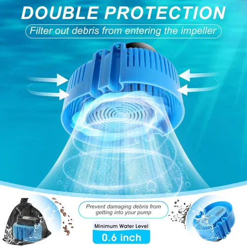 Miniatura 3 de DeeprBetter Bomba de Cubierta para Alberca Sobre el Suelo, Bomba de Agua Sumergible Bomba de Sumidero para Drenaje, 850 GPH Azul