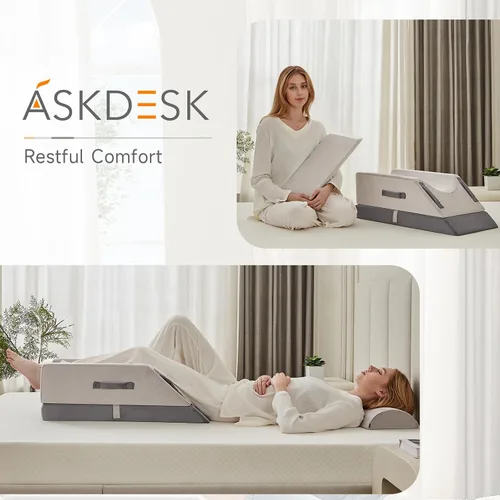Miniatura 5 de Almohada elevadora de piernas, almohada de apoyo ajustable de 3 alturas, almohada de cuña para después de la cirugía o el descanso, almohada
