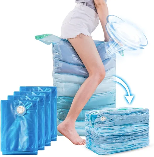 Miniatura 21 de TAILI Paquete de 8 bolsas de almacenamiento al vacío, bolsas de ahorro de espacio (3 Jumbo + 5 medianas), bolsas selladas al vacío para ropa, ropa