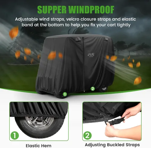 Miniatura 5 de 10L0L Fundas universales para carrito de golf Yamaha, Club Car, EZGO, impermeables, para 2/4 pasajeros, resistentes al agua, para carrito de golf