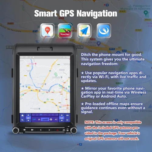 Miniatura 9 de Actualización estéreo de radio de coche para Ford F150 2013-2014, Android 13 8 Core [4 GB+64 GB] Unidad principal con pantalla táctil estilo T