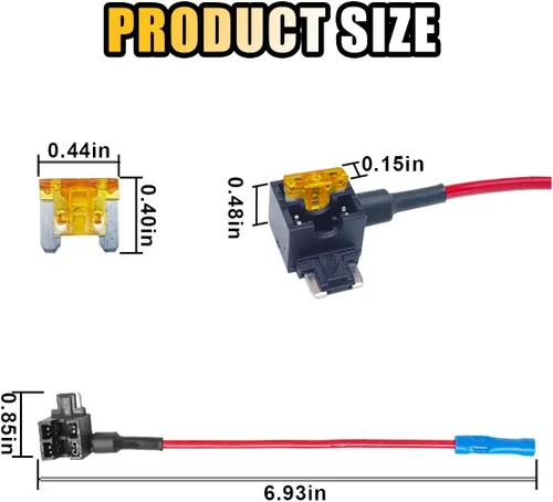 Miniatura 2 de 5 piezas de adaptador de fusible para agregar un circuito de 12 V para automóvil, soporte de fusible de cuchilla mini de perfil bajo, juego con 5 x