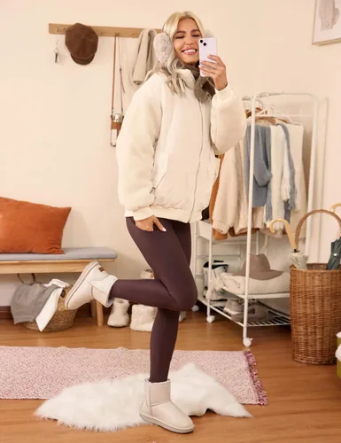 Miniatura 3 de CRZ YOGA - Leggings térmicos con forro de vellón de 28 pulgadas, pantalones de senderismo cálidos de cintura alta con bolsillos, mallas