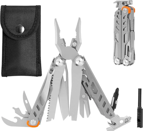 Miniatura 8 de HANSHI Llave Inglesa Ajustable Multiherramienta Martillo para Supervivencia, 16 en 1 Alicates Multiherramientas con Funda de Nylon, Navaja