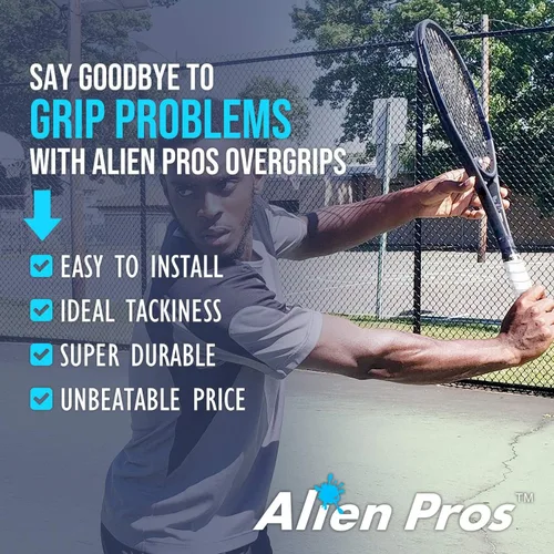 Miniatura 3 de Alien Pros - Cinta de agarre para raqueta de tenis (6, 12 o 60 agarres), agarre de tenis precortado y con sensación seca, cinta de agarre para blanco