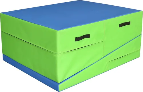 Miniatura 5 de PRISP Alfombrilla plegable inclinada para gimnasio, extra larga, 71 x 30 x 14 pulgadas, con cuña para niños Verde; Azul