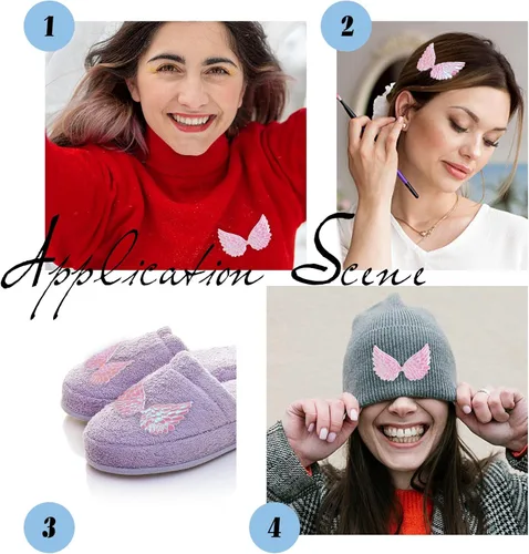 Miniatura 7 de GORGECRAFT 40 piezas de alas de ángel láser de 2.5 pulgadas, parches de alas en relieve, apliques rosados, mini alas para manualidades, accesorios