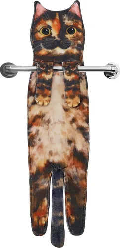 Miniatura 8 de Toallas de mano divertidas con forma de gato para baño y cocina, adorno de gato bonito y decorativo, toallas para la cara para colgar, para el Día