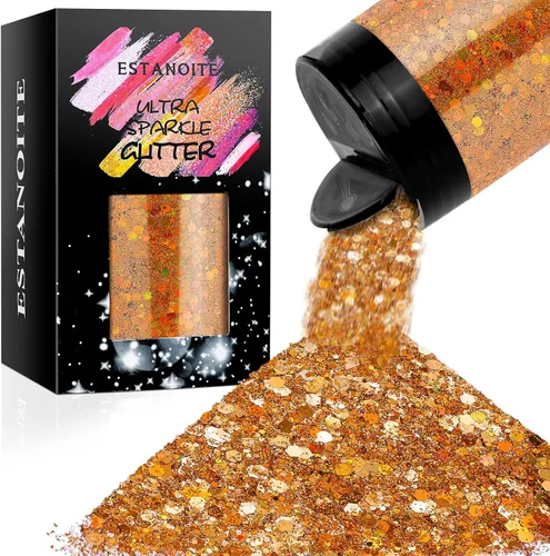 Estanoite - Brillantina holográfica gruesa, 160G/5.64OZ, brillantina artesanal para resina, purpurina metálica iridiscente, lentejuelas gruesas,