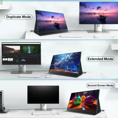 Miniatura 3 de Monitor portátil para laptop, 15.6 pulgadas 1080P FHD monitor portátil segunda pantalla extensor con USB C HDMI cubierta altavoz para computadora