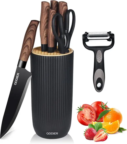 Juego de Cuchillos, Juego de Cuchillos de Cocina de 8 Piezas, Juego de Cuchillos de Acero Inoxidable para Cocina, Juego de Bloque de Cuchillos