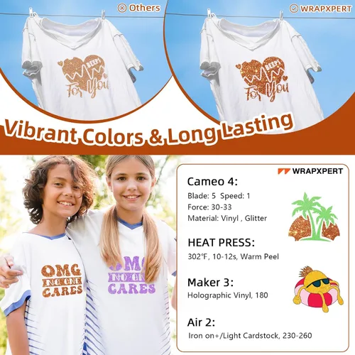 Miniatura 3 de WRAPXPERT Vinilo de transferencia de calor con purpurina naranja, rollo de vinilo holográfico de 10 pulgadas x 5 pies, color naranja quemado, vinilo
