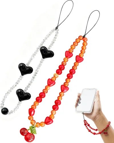 Miniatura 10 de Correa de muñeca para teléfono con cuentas de perlas, pulsera de teléfono desmontable con lengüeta de sujeción, pulsera universal con cuentas