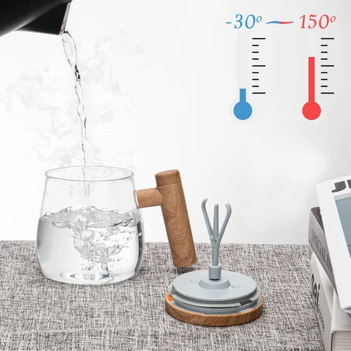 Miniatura 3 de Taza de café eléctrica autoagitable, taza mezcladora de alta velocidad de 13.5 fl oz con tapa, vidrio de borosilicato alto, oficina en casa