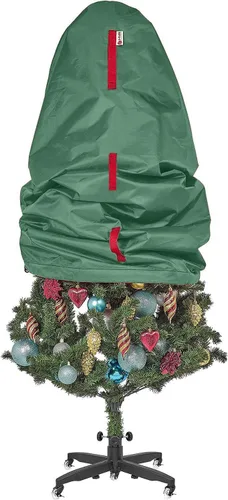 Miniatura 16 de Bolsa de almacenamiento vertical para árbol de Navidad - Se adapta a árboles artificiales de 7 pies y árboles topiarios de Navidad, cubierta Rojo