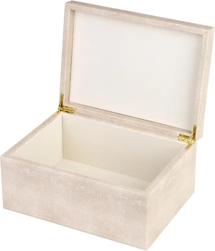 Miniatura 17 de HofferRuffer Caja decorativa de piel sintética, caja de recuerdos de estructura de madera grande, organizador de accesorios, organizador de joyas