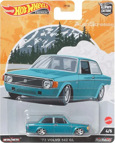 Miniatura 6 de Hot Wheels Vehículos de leyendas del circuito cultural del coche para niños de 3 años en adelante, 74 Volvo 142 GL, colección premium de vehículos a