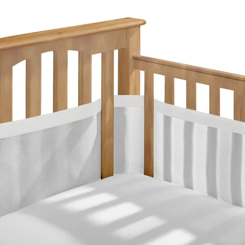 Miniatura 7 de BreathableBaby Forro transpirable de malla para cunas de tamaño completo, malla deluxe de 4mm, Elefantes (Tamaño 4FS cubre 3 o 4 lados)