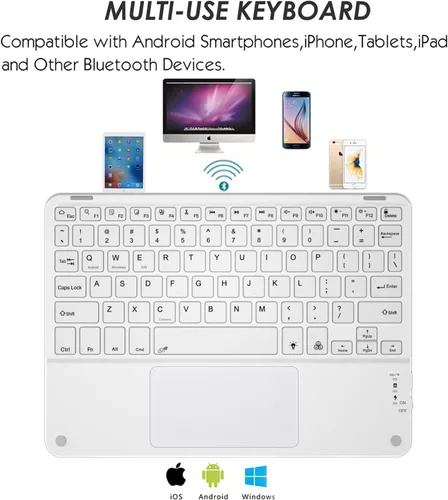 Miniatura 3 de Funda de teclado TouchPad para tabletas de 9", 10", 10.1", 10.5", teclado inalámbrico Bluetooth 2 en 1 con panel táctil, retroiluminación de 7 Rosa