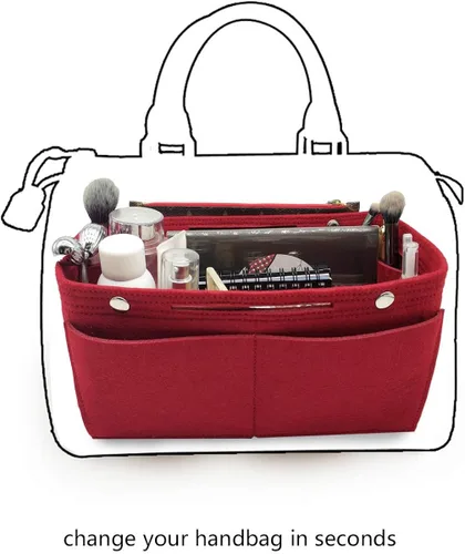 Miniatura 7 de LEXSION Organizador de bolso de fieltro, organizador de bolsa de bolsillo múltiple en bolsa organizadora Shaper
