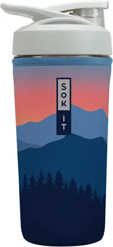 Miniatura 57 de Sok It BotlSok Botella Mezcladora de Proteínas con Funda Aislante de Neopreno (Floral Abstracto, Se Ajusta a Mezcladoras de 24oz)
