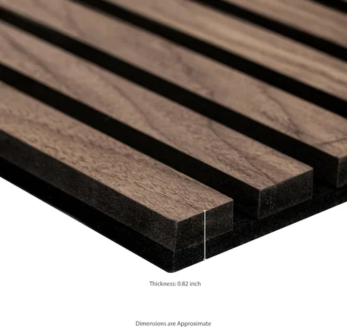 Miniatura 10 de MSI Paquete de 4 paneles de pared de listones de madera acústica para decoración de interiores, paneles de madera estriada 3D que absorben el sonido