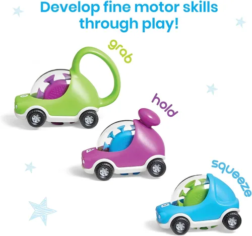 Miniatura 3 de Hand2Mind Coches Fidget que Hacen Pop - Juguetes con Ventosa para Habilidades Motoras Finas, Juego Sensorial para Niños Pequeños y Preescolares