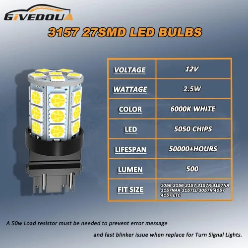 Miniatura 2 de Bombilla LED 3157 súper brillante 3156 3156A 3056 3057 4057 3157 4157 T25 para luces de freno, luces de marcha atrás de respaldo, luces traseras, 12