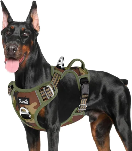 Miniatura 25 de SlowTon Arnés para perro sin tirones, arnés resistente sin estrangulamiento para mascotas, con 2 clips para la correa y mango vertical de fácil