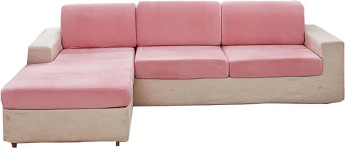 Miniatura 8 de Fundas elásticas de cojín para sofá, funda de cojín de terciopelo en forma de L para sofá chaise longue, funda de asiento de sofá seccional