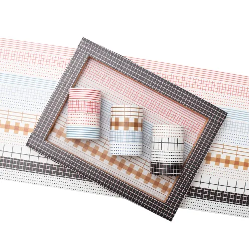Miniatura 2 de Juego de cinta adhesiva Washi básica de 12 rollos, cintas decorativas de puntos y cuadrícula para diarios, planificadores, álbumes de recortes
