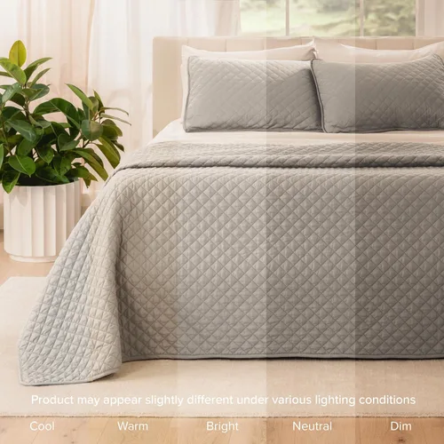 Miniatura 6 de Bare Home Juego de colcha – Full/Queen – Decoración ligera de cama – Alternativa de edredón – Colcha acolchada para todas las estaciones 04 - Gris