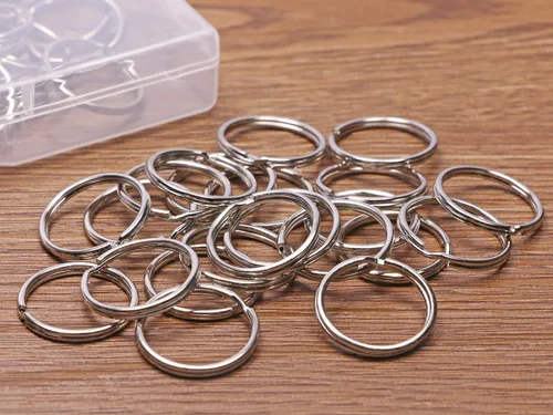 Miniatura 2 de Shapenty Mini llavero de metal dividido con cadena de eslabones para llaves de oficina en casa, organizadas, fabricación de joyas, pestañas con Plata