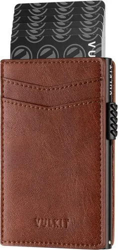 Miniatura 26 de VULKIT Billeteras delgadas para hombre, con bloqueo RFID, diseño minimalista con capacidad para hasta 11 tarjetas, Negro -, Minimalista