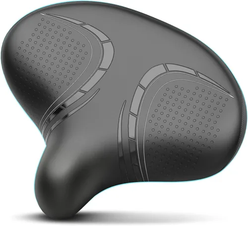 Miniatura 10 de BLUEWIND Asiento de bicicleta de gran tamaño, asiento de bicicleta ancho, diseño de respaldo novedoso para bicicleta eléctrica, ajuste universal