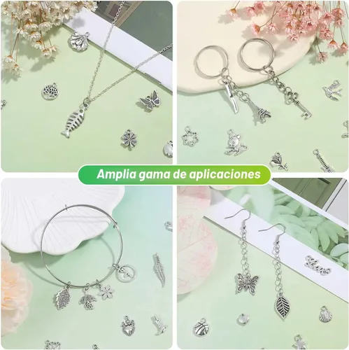 Miniatura 5 de Acejoz 200 piezas de dijes de plata para hacer joyas y pulseras, al por mayor lotes surtidos de dijes tibetanos mixtos para pendientes, para hacer