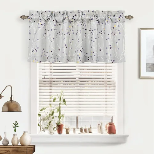 Miniatura 2 de DriftAway Harper Ink - Cortina de ventana con patrón floral para sala de estar, dormitorio, comedor, bolsillo para cortinero, 52 x 18 pulgadas, más