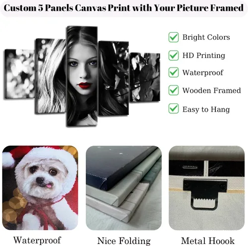Miniatura 6 de ZHIYYHAO Imágenes personalizadas enmarcadas para pared, retrato familiar de bebé, mascota, boda, paisaje de paisaje, impresiones en lienzo