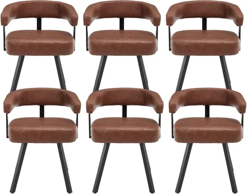Miniatura 28 de Shunzhi Juego de 2 sillas de comedor modernas de cuero verde tapizadas, cómodas sillas de cocina, sillas auxiliares sin brazos con respaldo abierto