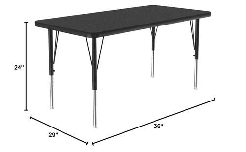 Miniatura 2 de Correll Mesa de Actividades Rectangular para Aula de 24"x36", Altura Ajustable (19"-29"), Granito Negro Laminado Térmico Fusionado Duradero