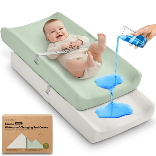 Miniatura 40 de Paquete de 2 fundas orgánicas para cambiador para niña, niño, neutro - 100% algodón, funda para almohadilla de mesa cambiadora, sábanas suaves