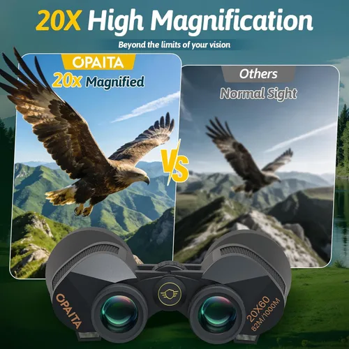 Miniatura 2 de Prismáticos HD de 20 x 60 para adultos de alta potencia con prisma BAK4 y lente FMC para visión clara con poca luz, binoculares de visión grande