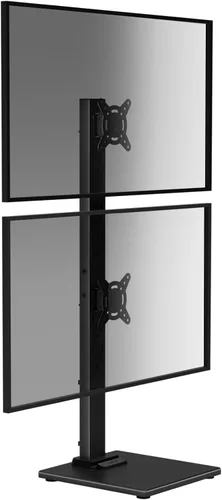Suptek Soporte de monitor doble con base, pantalla vertical apilable, elevador de monitor independiente para dos pantallas de 13 a 36 pulgadas con